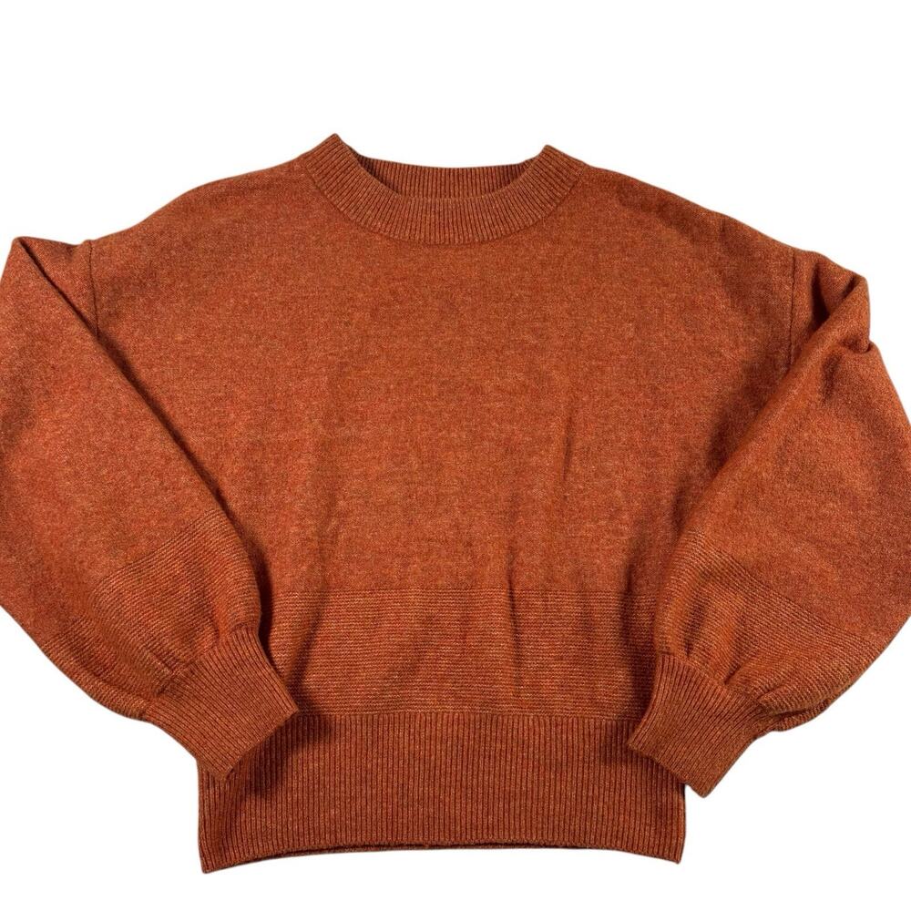 Prana Orange Knit Sweater Women’s Small Crewneck Balloon Sleeve Cozy